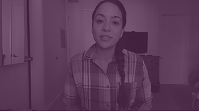 Video thumbnail of person with braided hair wearing plaid shirt with purple overlay