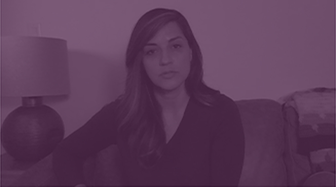 Video thumbnail of person with long hair sitting next to a lamp with purple overlay