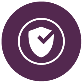 Shield with check in circle purple icon